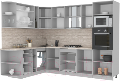 Готовая кухня Интерлиния Мила Лайт 1.88x2.8 левая без столешницы