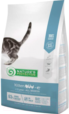 Сухой корм для кошек Nature's Protection Kitten Poultry With Krill с птицей и крилем / NPS45759 (7кг) - фото