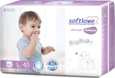 Подгузники-трусики детские Softlove Platinum L40 9-14кг / SX03L40-6 - фото