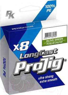 Леска плетеная Петроканат ProJig X8 Long Cast 0.10мм 6.5кг (100м, хаки) - фото