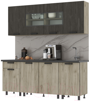 Кухонный гарнитур Стендмебель Эдинбург 2.0 (железный камень/дуб крафт серый) - фото