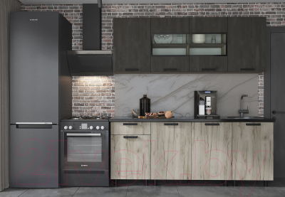 Кухонный гарнитур Стендмебель Эдинбург 2.0 (железный камень/дуб крафт серый)