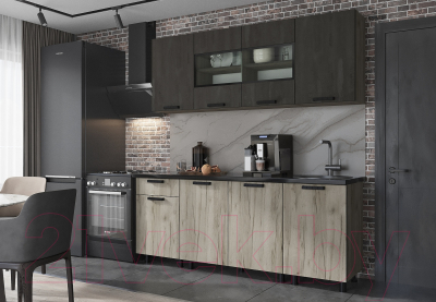 Кухонный гарнитур Стендмебель Эдинбург 2.0 (железный камень/дуб крафт серый)