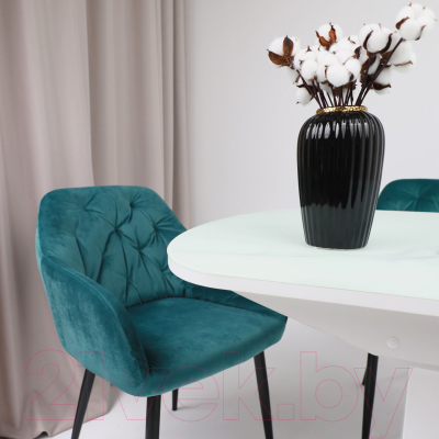 Обеденный стол Аврора Корсика стекло 120-151.5x80 (мрамор белый 2/белый матовый)