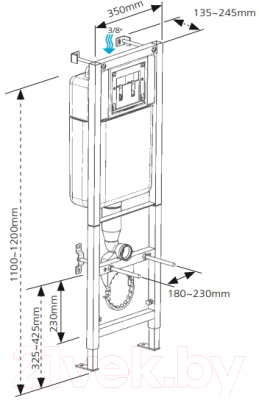 Унитаз подвесной с инсталляцией Cersanit Parva CO DPL EO / 64229
