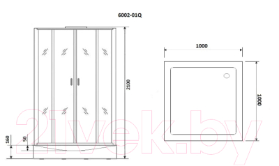 Душевая кабина Niagara NG- 6002-01Q 100x100x210