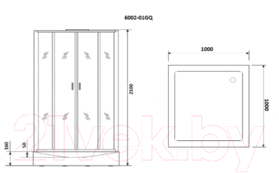 Душевая кабина Niagara NG- 6002-01GQ 100x100x210