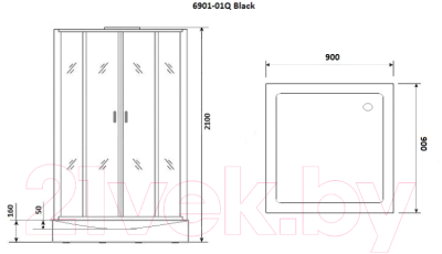 Душевая кабина Niagara NG-6901-01Q BLACK 90x90x210