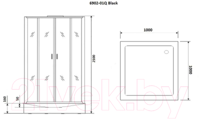 Душевая кабина Niagara NG-6902-01Q BLACK 100x100x210