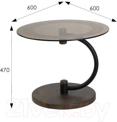Журнальный столик Мебелик Дуэт 13Н (черный/дуб маррон/тонированное)