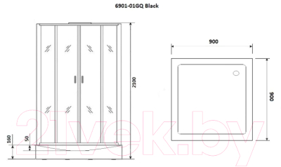 Душевая кабина Niagara NG-6901-01GQ BLACK 90x90x210