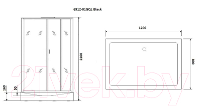 Душевая кабина Niagara NG-6912-01GQL BLACK 120x80x210
