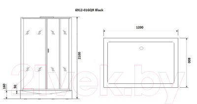 Душевая кабина Niagara NG-6912-01GQR BLACK 120x80x210