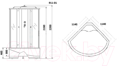 Душевая кабина Niagara NG-911-01 115x115x220 (тонированное стекло)