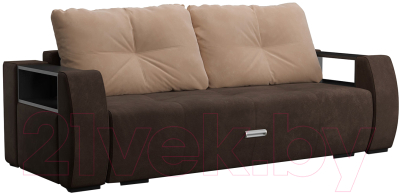 Диван Mebel-Ars Еврокнижка Мальтида (коричневый Luna 092/подушки бежевый Luna) - фото