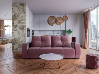 Диван Mebel-Ars Еврокнижка Мальтида (велюр пудра НВ-178/18)