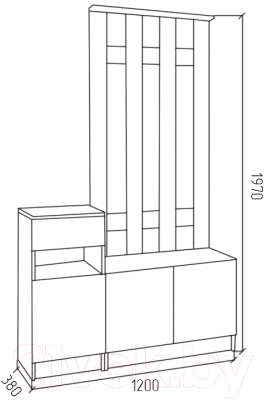 Секция в прихожую МДК СПР1 1970x1200x380 (венге/дуб млечный)