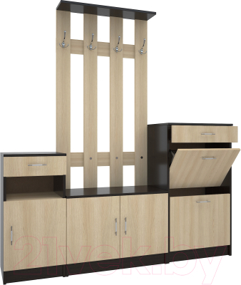 Секция в прихожую МДК СПР2 1970x1800x380 (венге/дуб млечный) - фото