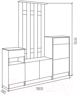 Секция в прихожую МДК СПР2 1970x1800x380 (дуб млечный)