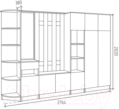Секция в прихожую МДК СПР4 2020x2800x380 (венге/дуб млечный)