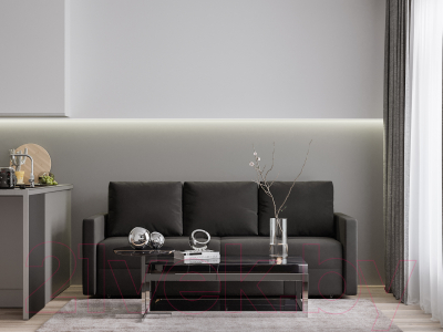 Диван Mebel-Ars Еврокнижка Марсель №2 (велюр черный НВ-178/17)