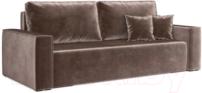 Диван Mebel-Ars Еврокнижка Манхэттен (бархат серо-шоколадный/Star Velvet 60 Cofee) - фото