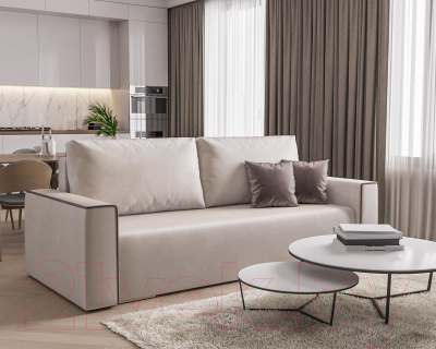 Диван Mebel-Ars Еврокнижка Манхэттен (бархат бежевый/Star Velvet 6 Light Beige)