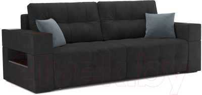 Диван Mebel-Ars Еврокнижка Венеция (велюр черный НВ-178 17) - фото