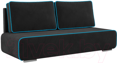 Диван Mebel-Ars Еврокнижка Марк (велюр черный НВ-178/17/синий) - фото