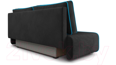 Диван Mebel-Ars Еврокнижка Марк (велюр черный НВ-178/17/синий)