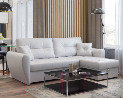 Диван угловой Mebel-Ars Амстердам (экокожа белая)