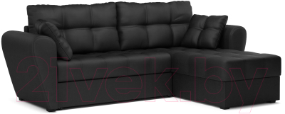 Диван угловой Mebel-Ars Амстердам (экокожа черный) - фото