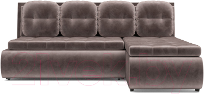 Диван угловой Mebel-Ars Кормак (бархат серо-шоколадный/star velvet 60 cofee)