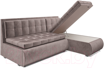 Диван угловой Mebel-Ars Кормак (бархат серо-шоколадный/star velvet 60 cofee)