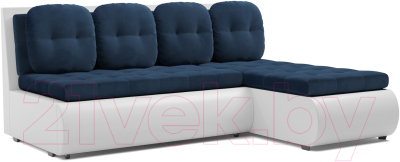 Диван угловой Mebel-Ars Кормак (темно-синий Luna 034/экокожа белая) - фото