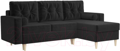 Диван угловой Mebel-Ars Белфаст НВ-178/17 (велюр черный) - фото