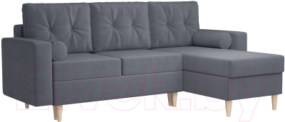 Диван угловой Mebel-Ars Белфаст НВ-178/26 (велюр серо-синий) - фото
