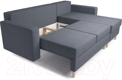 Диван угловой Mebel-Ars Белфаст НВ-178/26 (велюр серо-синий)