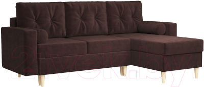 Диван угловой Mebel-Ars Белфаст НВ-178/16 (велюр шоколадный) - фото