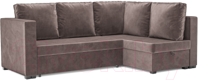 Диван угловой Mebel-Ars Мансберг (бархат серо-шоколадный/star velvet 60 cofee) - фото