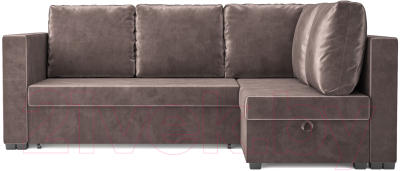 Диван угловой Mebel-Ars Мансберг (бархат серо-шоколадный/star velvet 60 cofee)