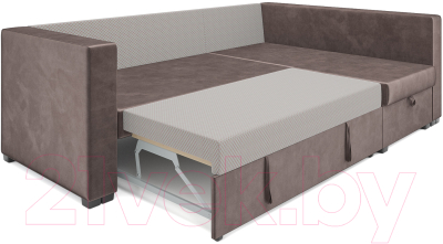 Диван угловой Mebel-Ars Мансберг (бархат серо-шоколадный/star velvet 60 cofee)