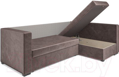 Диван угловой Mebel-Ars Мансберг (бархат серо-шоколадный/star velvet 60 cofee)