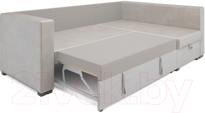 Диван угловой Mebel-Ars Мансберг (бархат бежевый/star velvet 6 light beige)