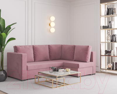 Диван угловой Mebel-Ars Мансберг НВ-178 18 (велюр пудра)
