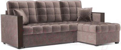 Диван угловой Mebel-Ars Рим (бархат серо-шоколадный/Star Velvet 60 Cofee) - фото