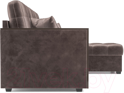 Диван угловой Mebel-Ars Рим (бархат серо-шоколадный/Star Velvet 60 Cofee)