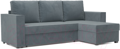 Диван угловой Mebel-Ars Рим (велюр серо-синий HB-178 26) - фото