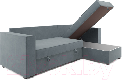 Диван угловой Mebel-Ars Рим (велюр серо-синий HB-178 26)