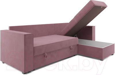 Диван угловой Mebel-Ars Рим (велюр пудра НВ-178 18)